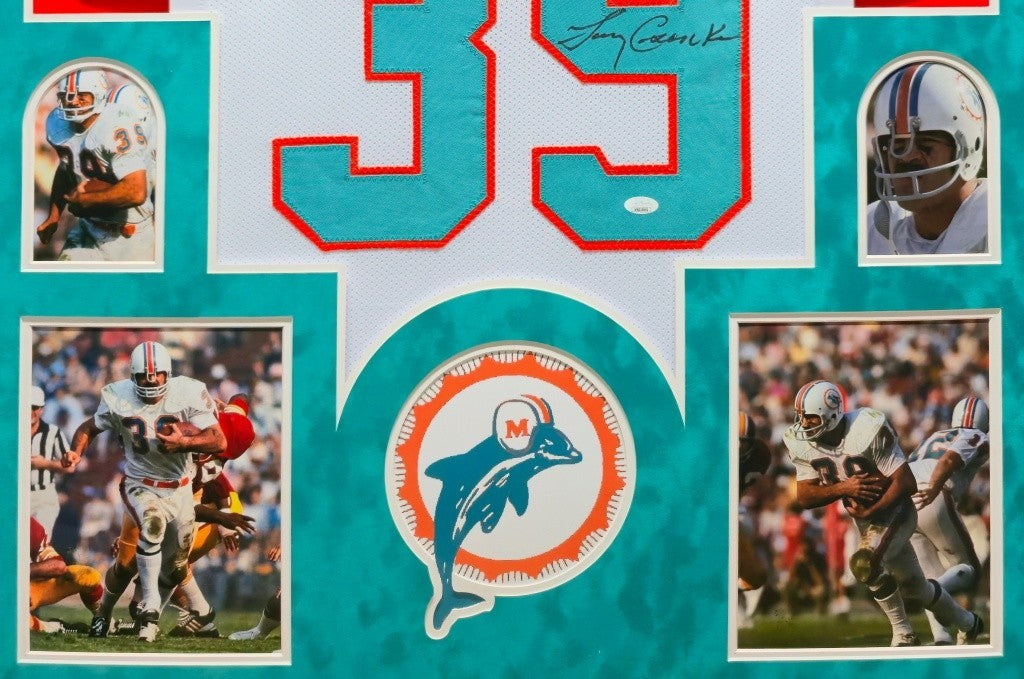 Suede Framed Miami Dolphins Larry Csonka Autographed Signed Jersey Jsa Coa