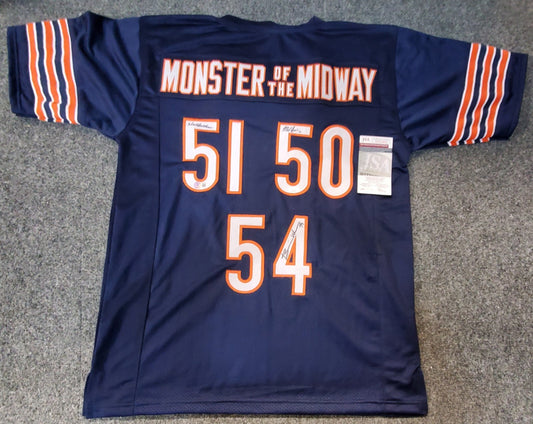 Chicago Bears  3X Signed Jersey Butkus Singletary Urlacher Jsa Coa