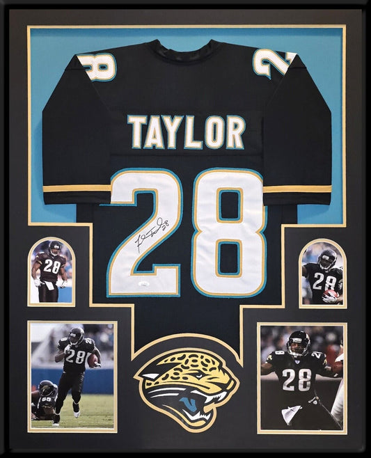 Framed Jacksonville Jaguars Fred Taylor Autographed Signed Jersey Jsa Coa
