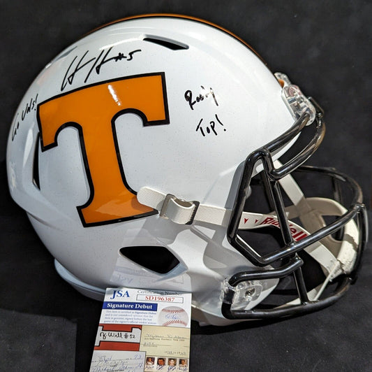 MVP Authentics Tennessee Volunteers Hendon Hooker 2X Inscribed Full Size Replica Alt Helmet Jsa 405 sports jersey framing , jersey framing