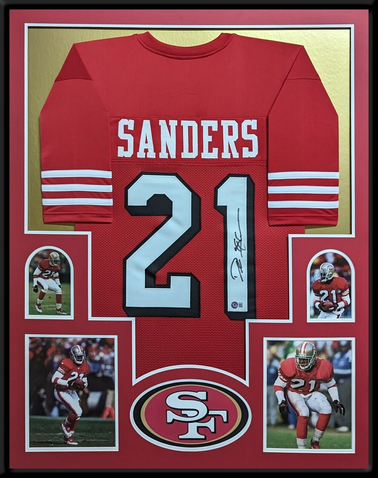 MVP Authentics Framed San Francisco 49Ers Deion Sanders Autographed Signed Jersey Beckett Holo 540 sports jersey framing , jersey framing