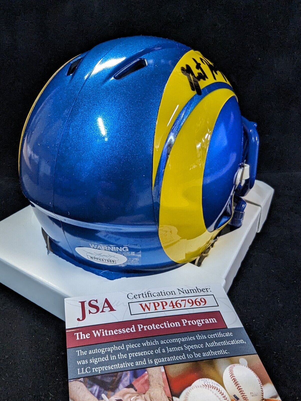 MVP Authentics Los Angeles Rams Grant Haley Autographed Speed Mini Helmet Jsa Coa 121.50 sports jersey framing , jersey framing