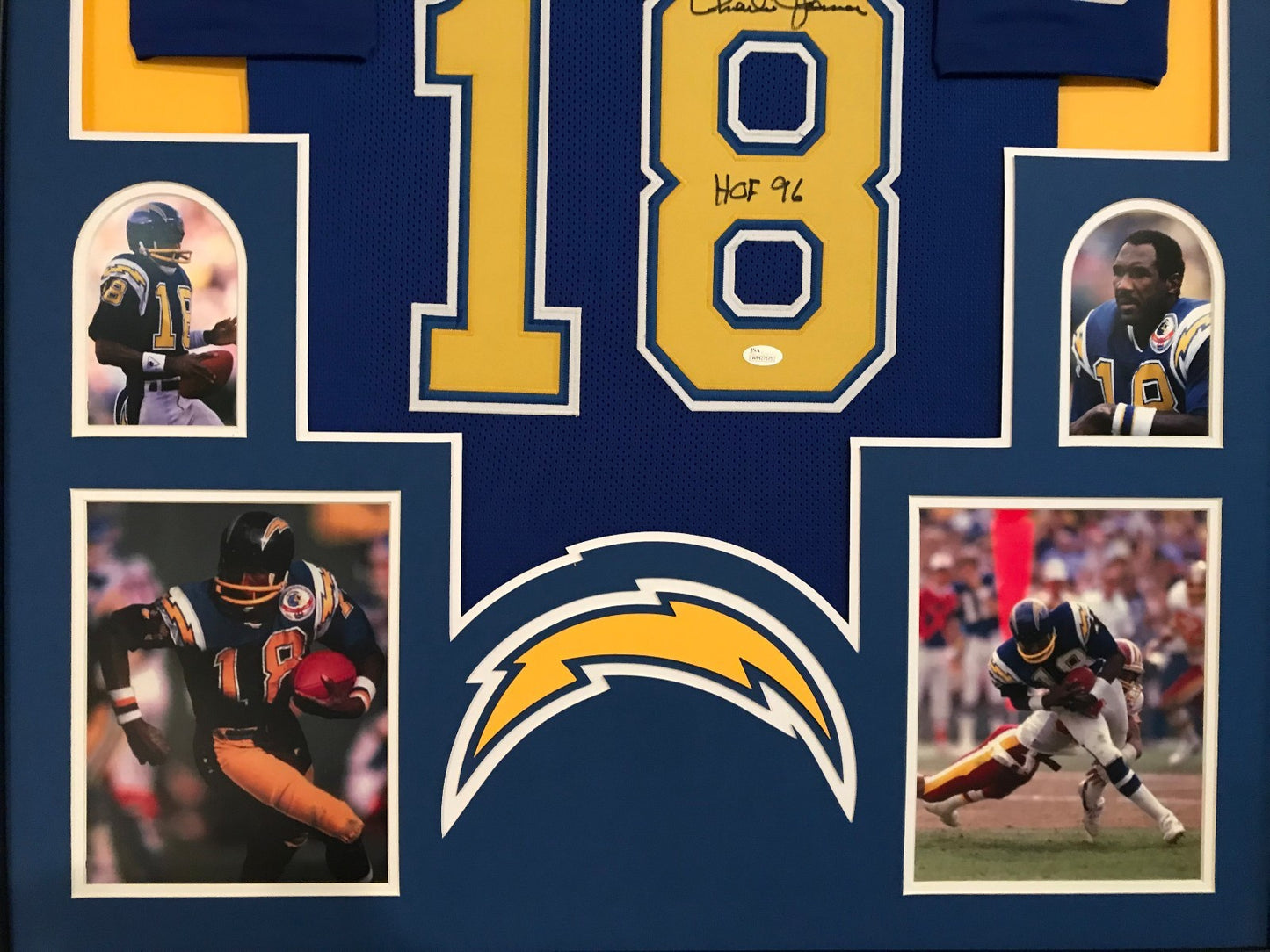 Framed Charlie Joiner Autographed Signed Insc San Diego Chargers Jersey Jsa Coa