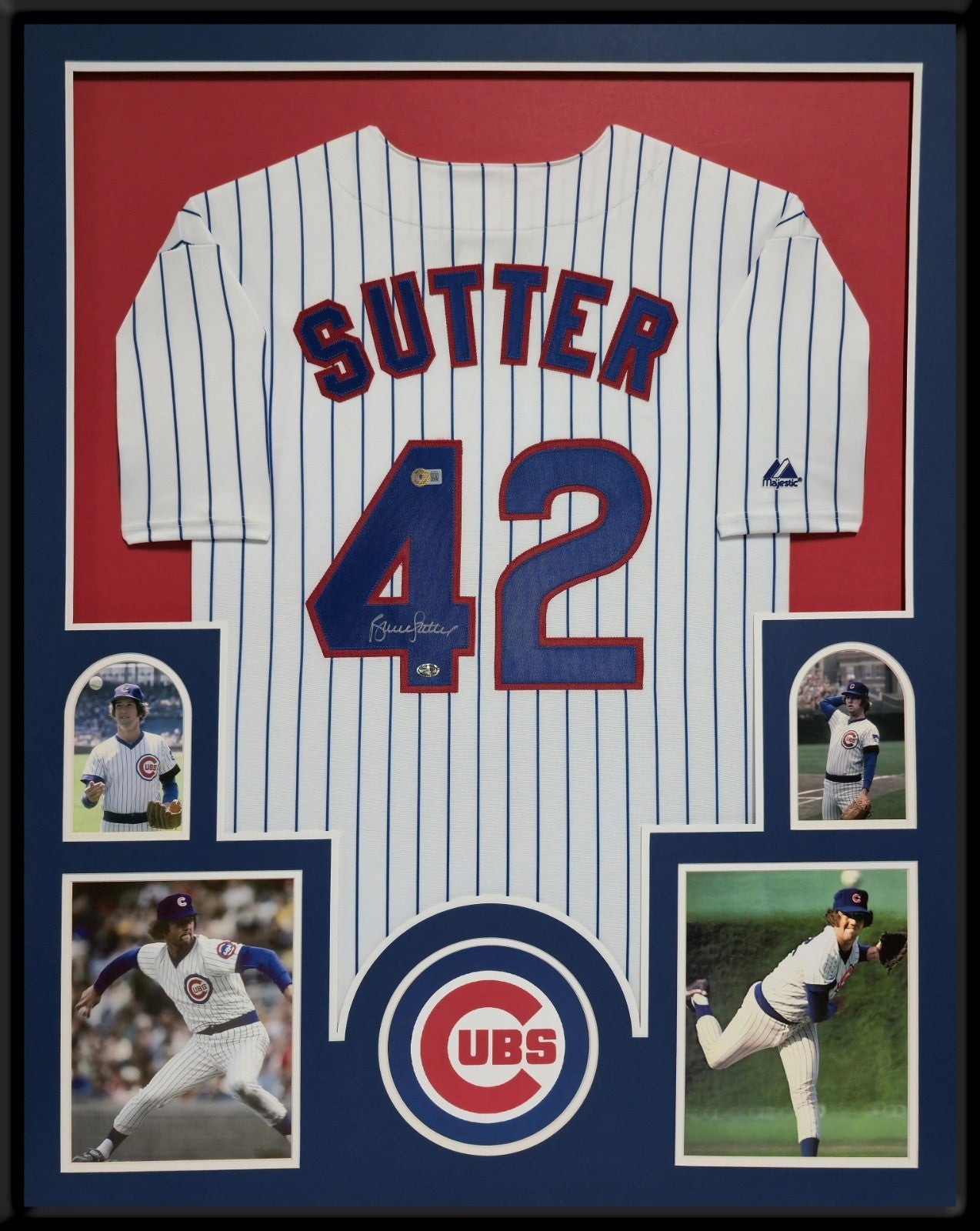 Framed Chicago Cubs Bruce Sutter Autographed Signed Jersey Beckett Holo