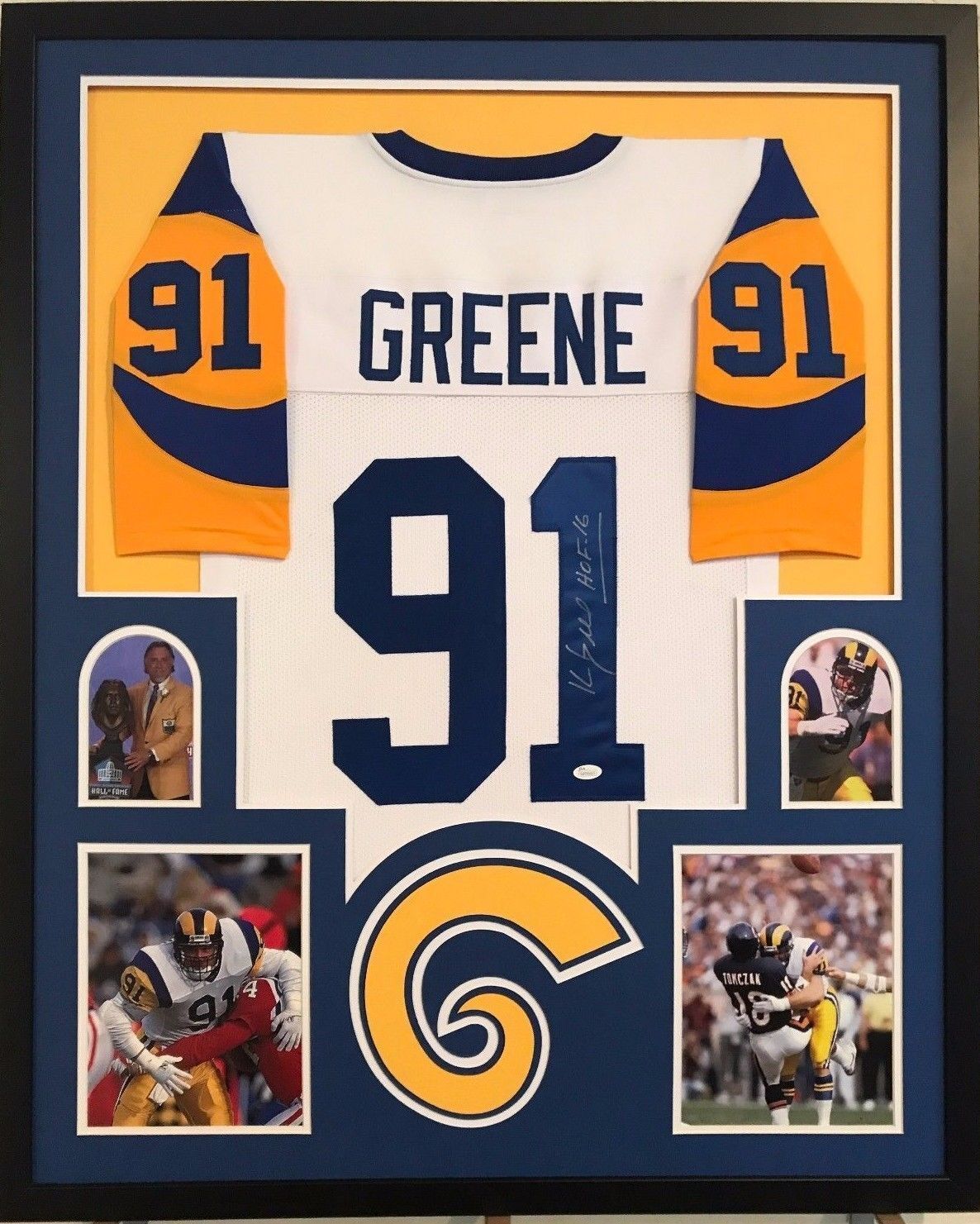 MVP Authentics Framed Kevin Greene Autographed Signed Inscribed L.A. Rams Jersey Jsa Coa 539.10 sports jersey framing , jersey framing