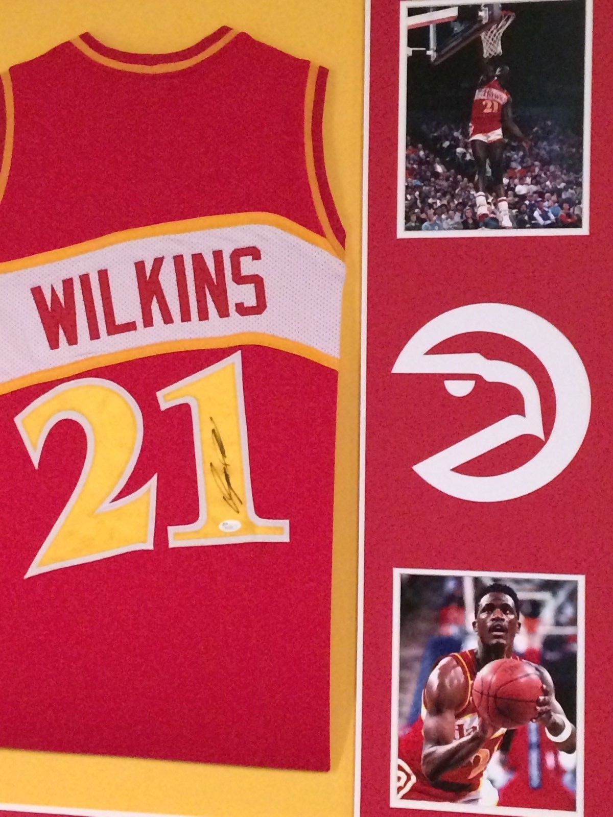 Framed Signed Autographed Dominique Wilkins Atlanta Hawks Jersey Jsa Coa
