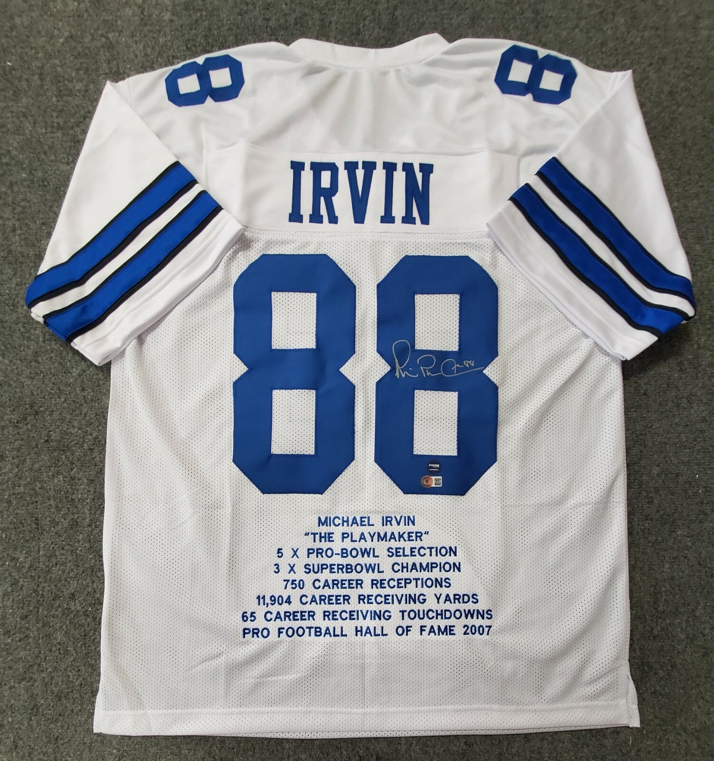 Dallas Cowboys Michael Irvin Autographed Signed Stat Jersey Beckett Holo