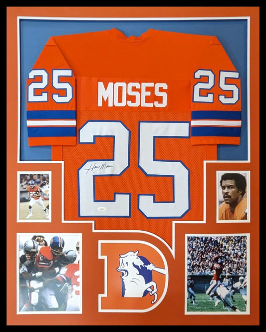Framed Denver Broncos Haven Moses Autographed Signed Jersey Jsa Coa