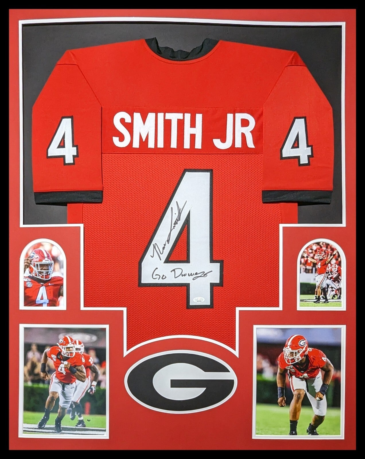 Framed Georgia Bulldogs Nolan Smith Jr Autographed Signed Jersey Jsa Coa