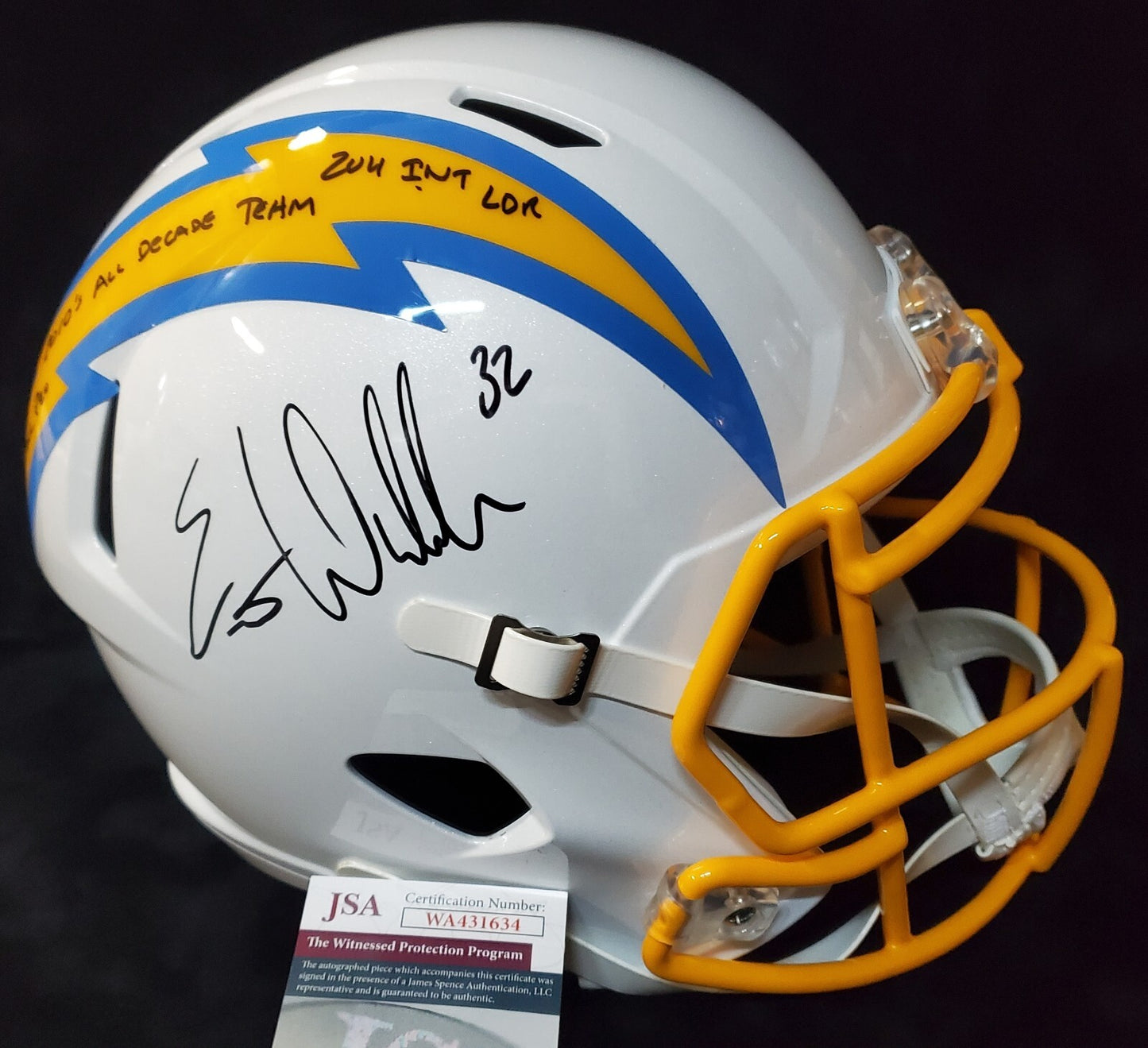 San Diego Chargers Eric Weddle Signed 3X Insc Full Size Speed Rep Helmet Jsa Coa