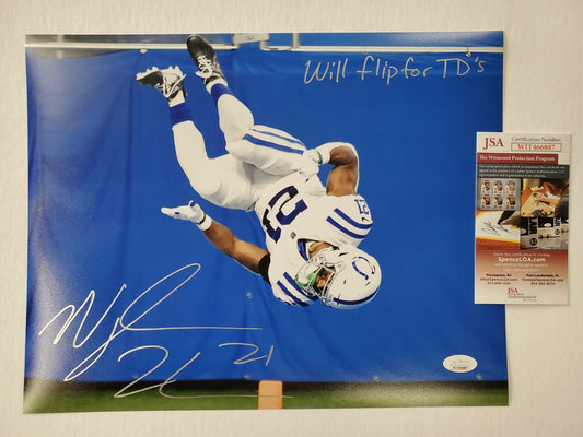 Indianapolis Colts Nyheim Hines Autographed Inscribed 11X14 Photo Jsa Coa