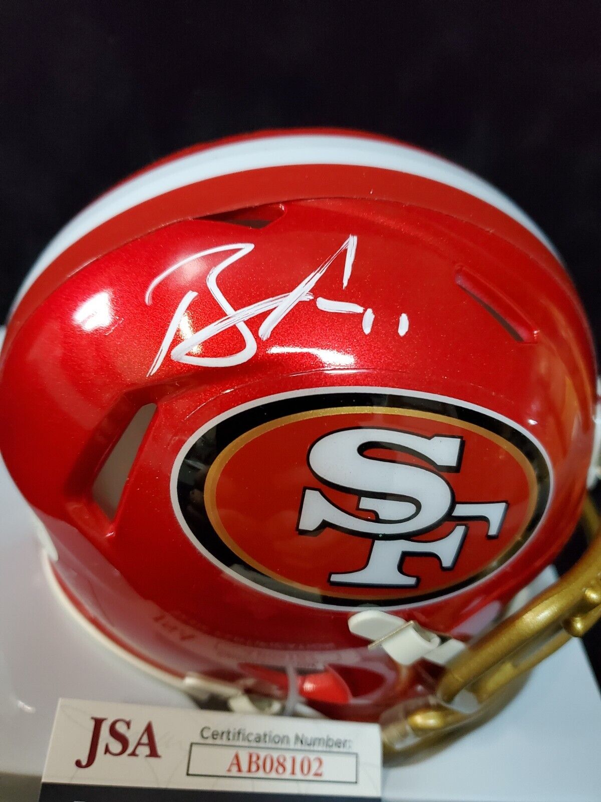 MVP Authentics S.F. 49Ers Brandon Aiyuk Autographed Signed Flash Mini Helmet Jsa Coa 121.50 sports jersey framing , jersey framing