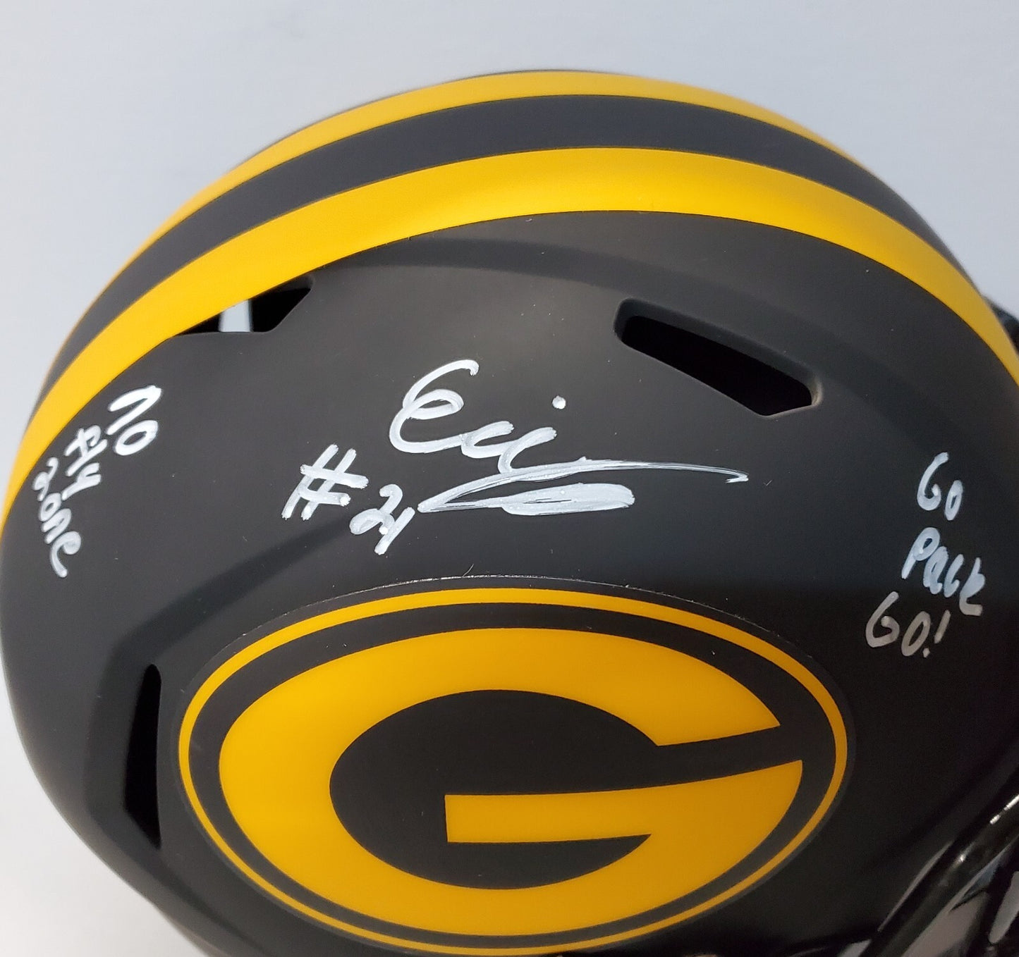 Green Bay Packers Eric Stokes Signed Insc Full Size Eclipse Replica Helmet Jsa