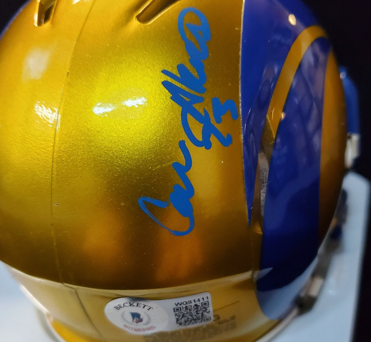 Los Angeles Rams Cam Akers Autographed Flash Mini Helmet Beckett Holo