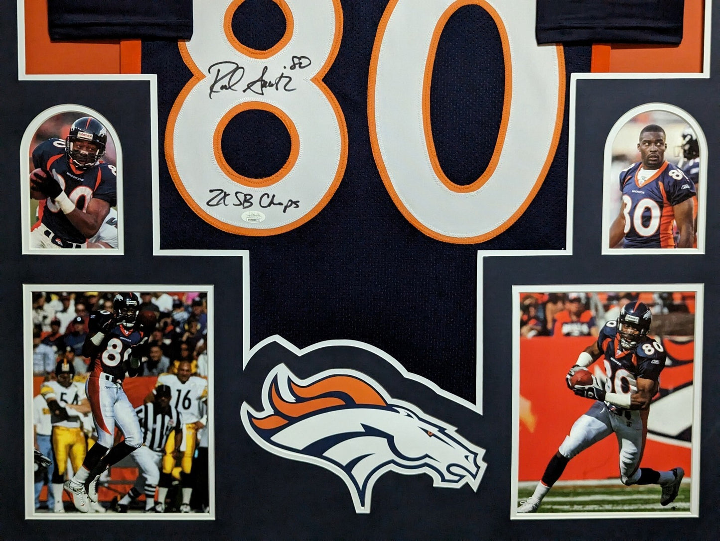 Framed Denver Broncos Rod Smith Autographed Signed Inscribed Jersey Jsa Coa