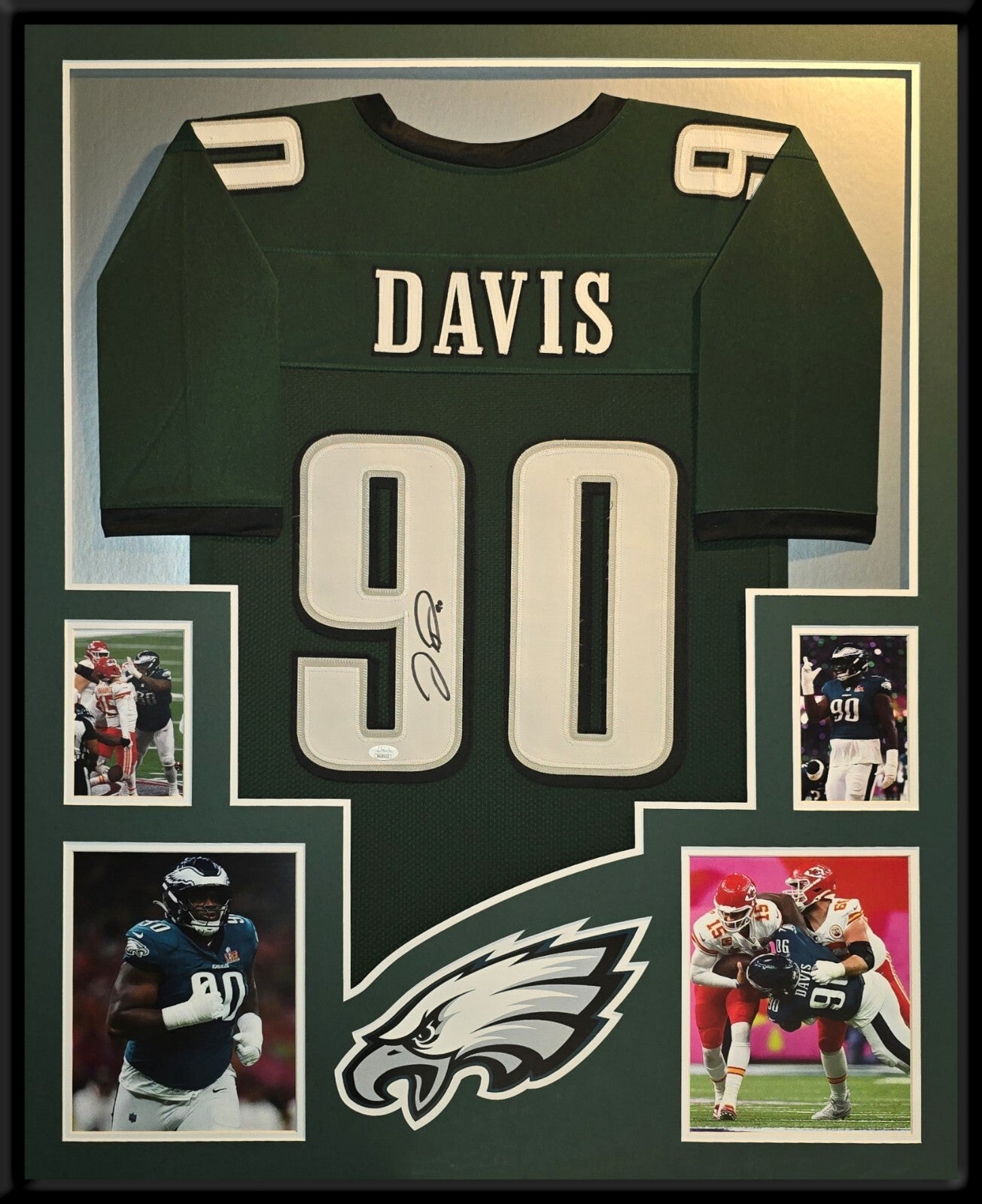 Framed Philadelphia Eagles Jordan Davis Autographed Signed Jersey Jsa Coa