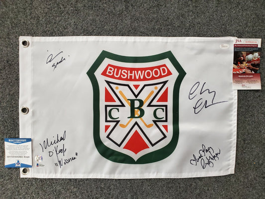 Chevy Chase, Cindy Morgan, O'keefe, Barmon Signed Caddyshack Golf Flag Jsa Coa
