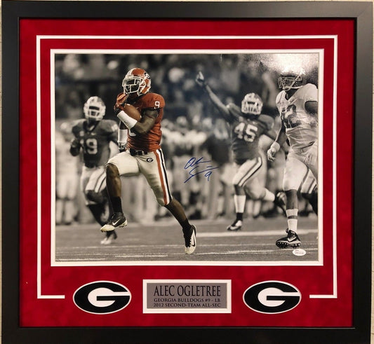 Georgia Bulldogs Alec Ogletree Framed Signed 16X20 Photo Jsa Coa