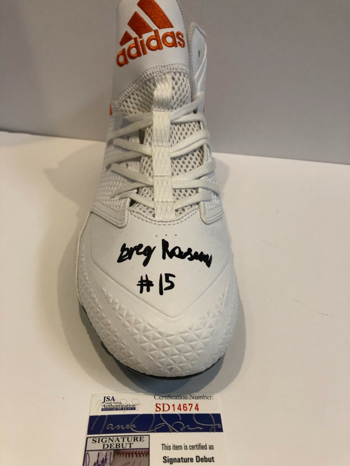 Miami Hurricanes Greg Rousseau Autographed Signed Adidas Cleat Jsa Coa