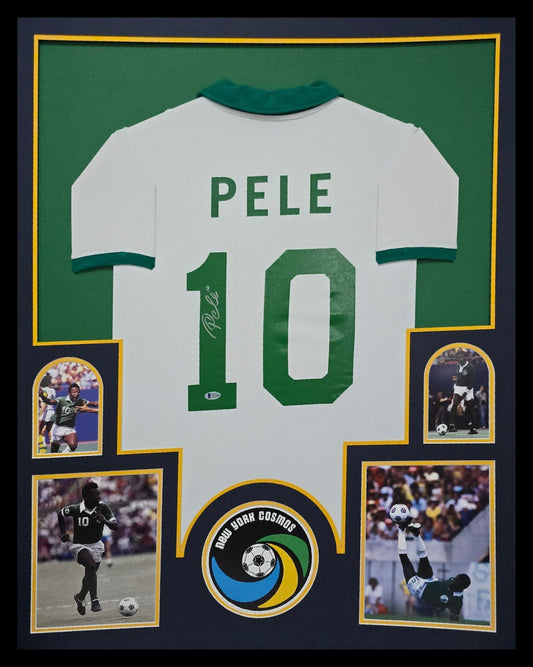 Framed Pele Autographed Signed New York Cosmos Jersey Beckett Coa