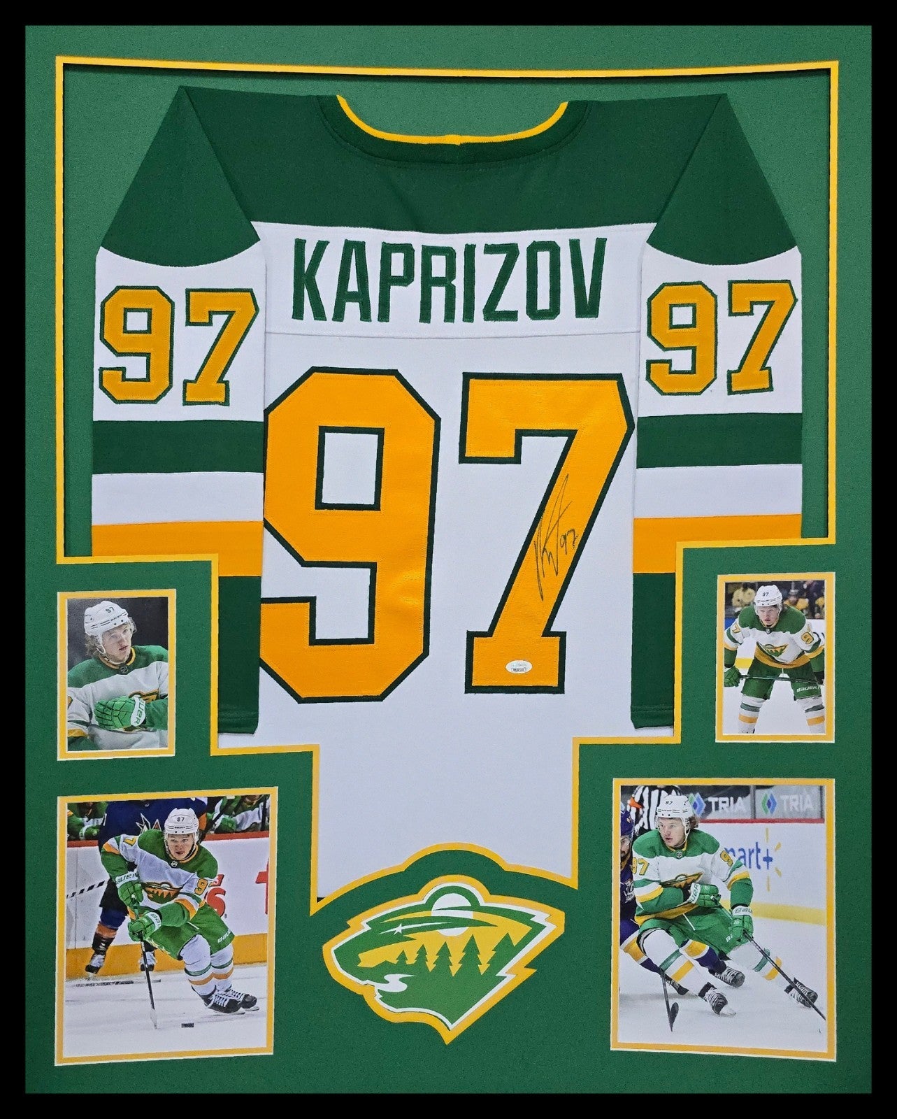Framed Kirill Kaprizov Minnesota Wild Autographed Signed Jersey Jsa Coa