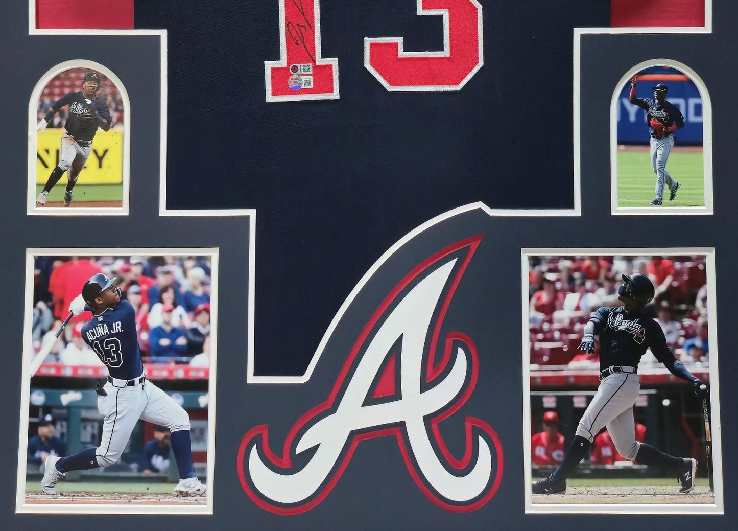 Framed Atlanta Braves Ronald Acuna Jr Autographed Jersey Beckett Hologram