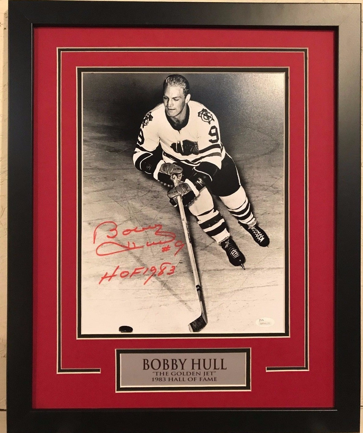 Framed Signed Inscribed Bobby Hull Chicago Blackhawks 11X14 Photo Jsa Coa