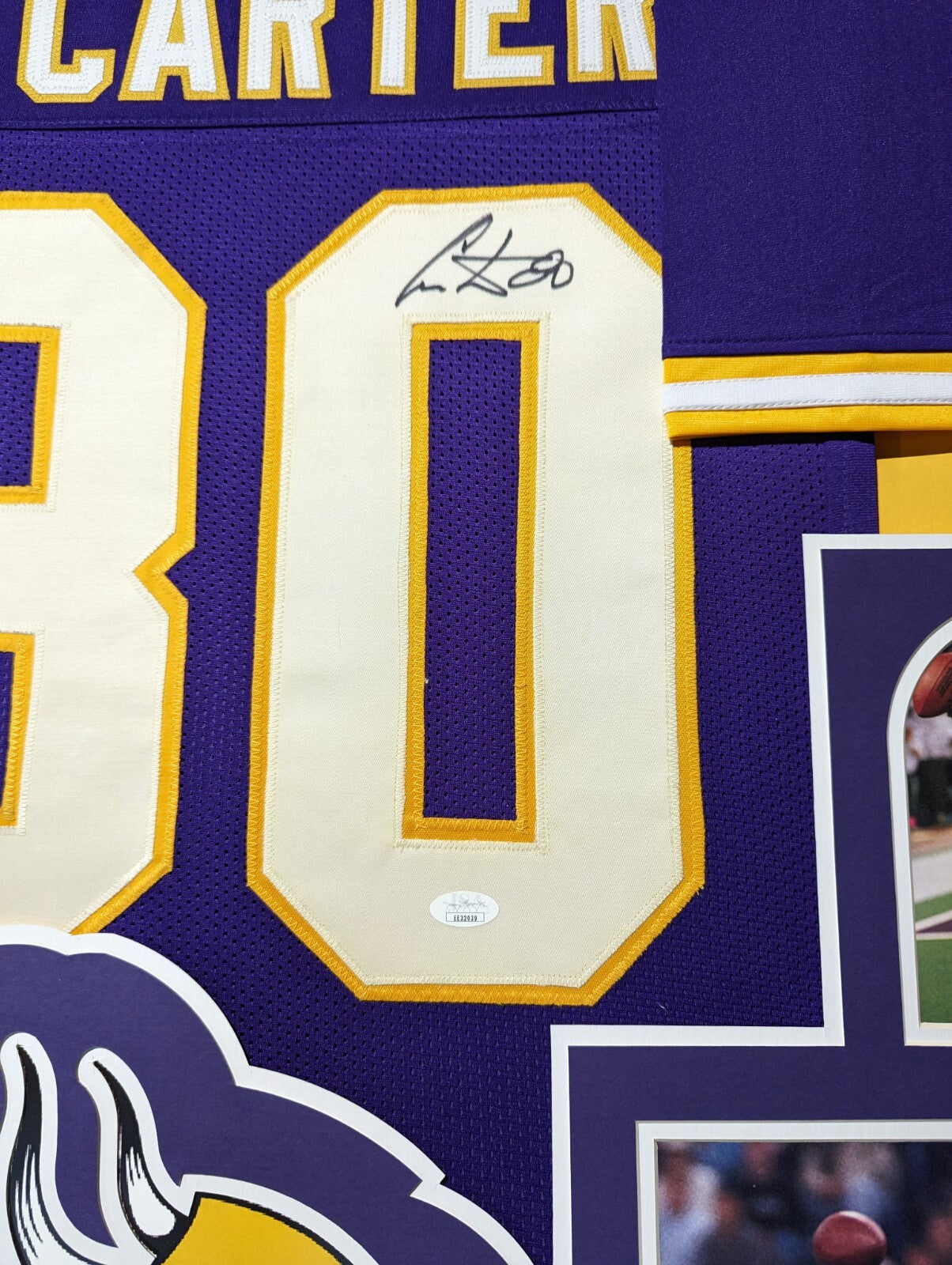 Framed Minnesota Vikings Cris Carter Autographed Signed Jersey Jsa Coa