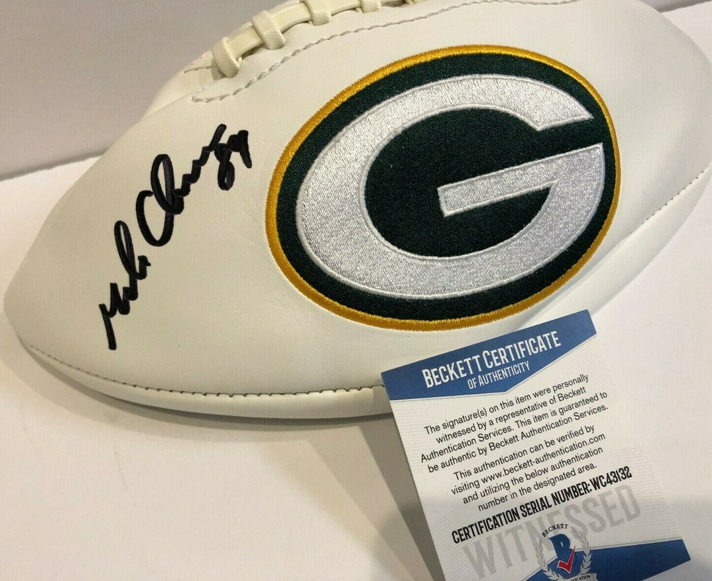 Mark Chmura Autographed Signed Green Bay Packers Logo Football Beckett Coa