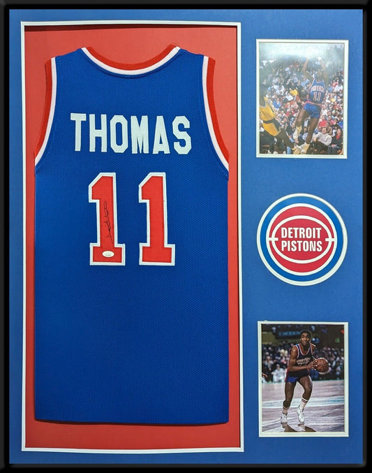 MVP Authentics Framed Detroit Pistons Isiah Thomas Autographed Signed Jersey Jsa Coa 607.50 sports jersey framing , jersey framing