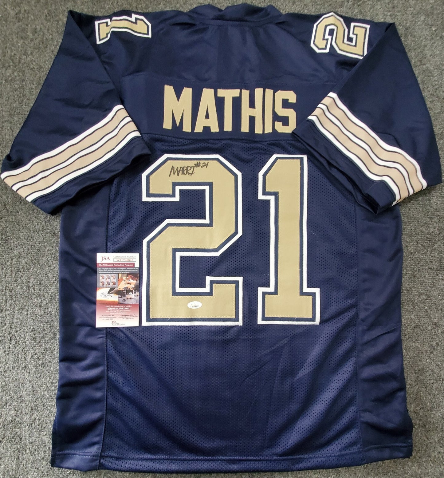 Pitt Panthers Damarri Mathis Autographed Signed Jersey Jsa Coa