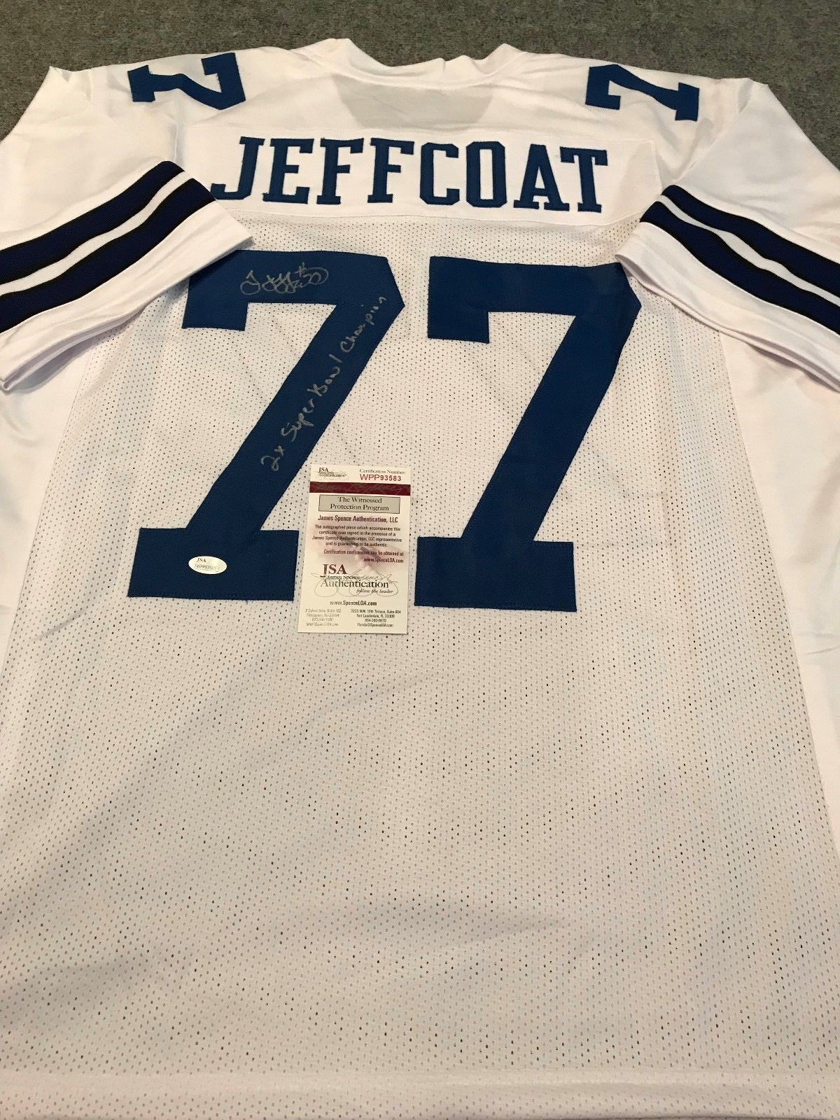 Jim Jeffcoat Autographed Signed Inscribed Dallas Cowboys Jersey Jsa  Coa
