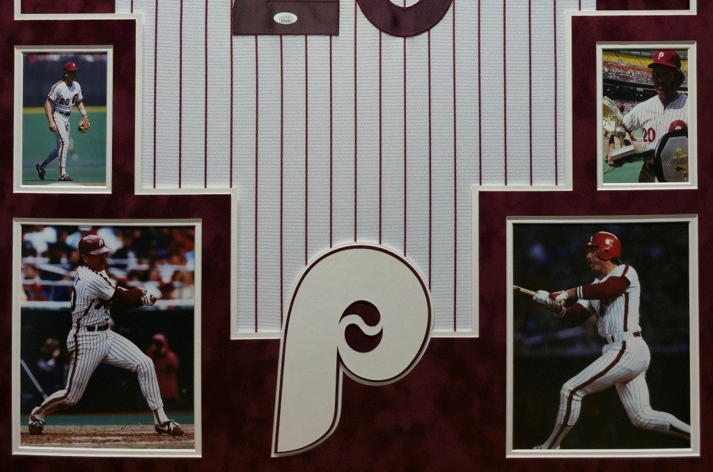 Suede Framed Philadelphia Phillies Mike Schmidt Autographed Jersey Beckett Holo