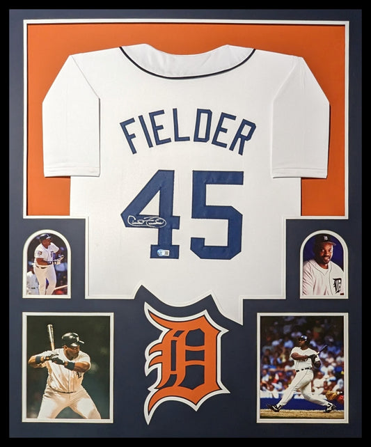 Framed Detroit Tigers Cecil Fielder Autographed Signed Jersey Beckett Holo