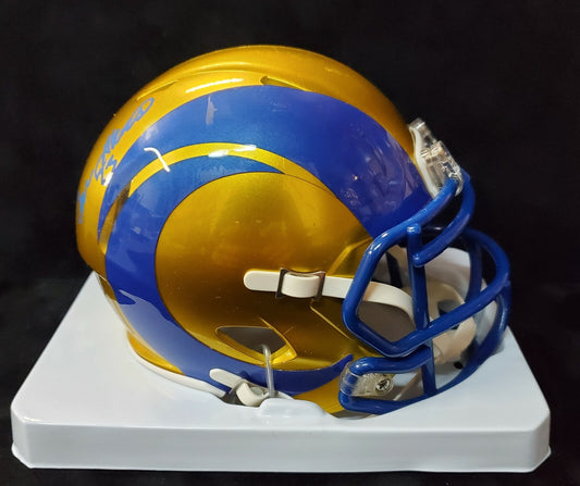 Los Angeles Rams Cam Akers Autographed Flash Mini Helmet Beckett Holo