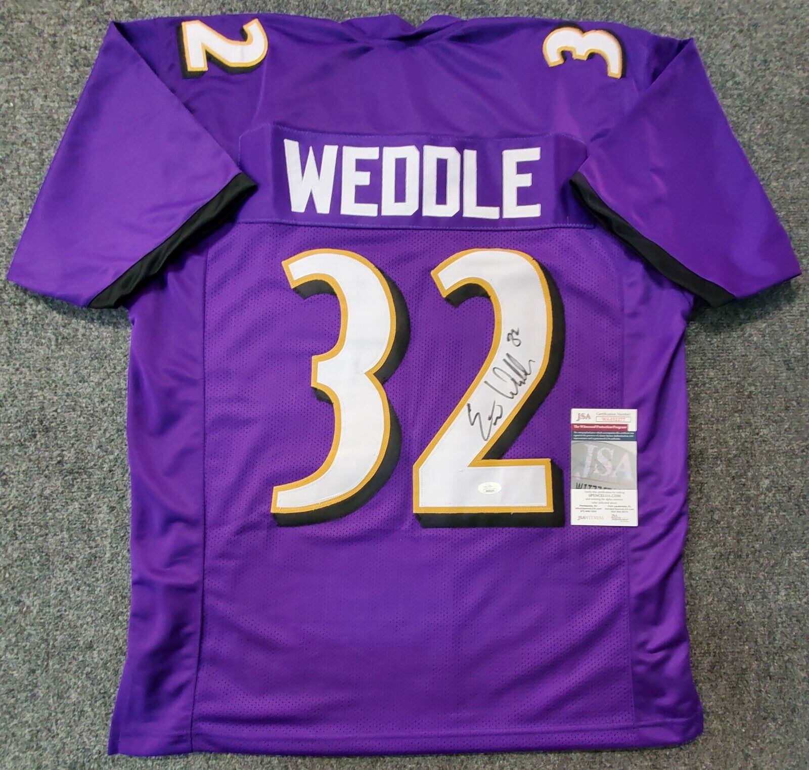 MVP Authentics Baltimore Ravens Eric Weddle Autographed Signed Jersey Jsa Coa 153 sports jersey framing , jersey framing