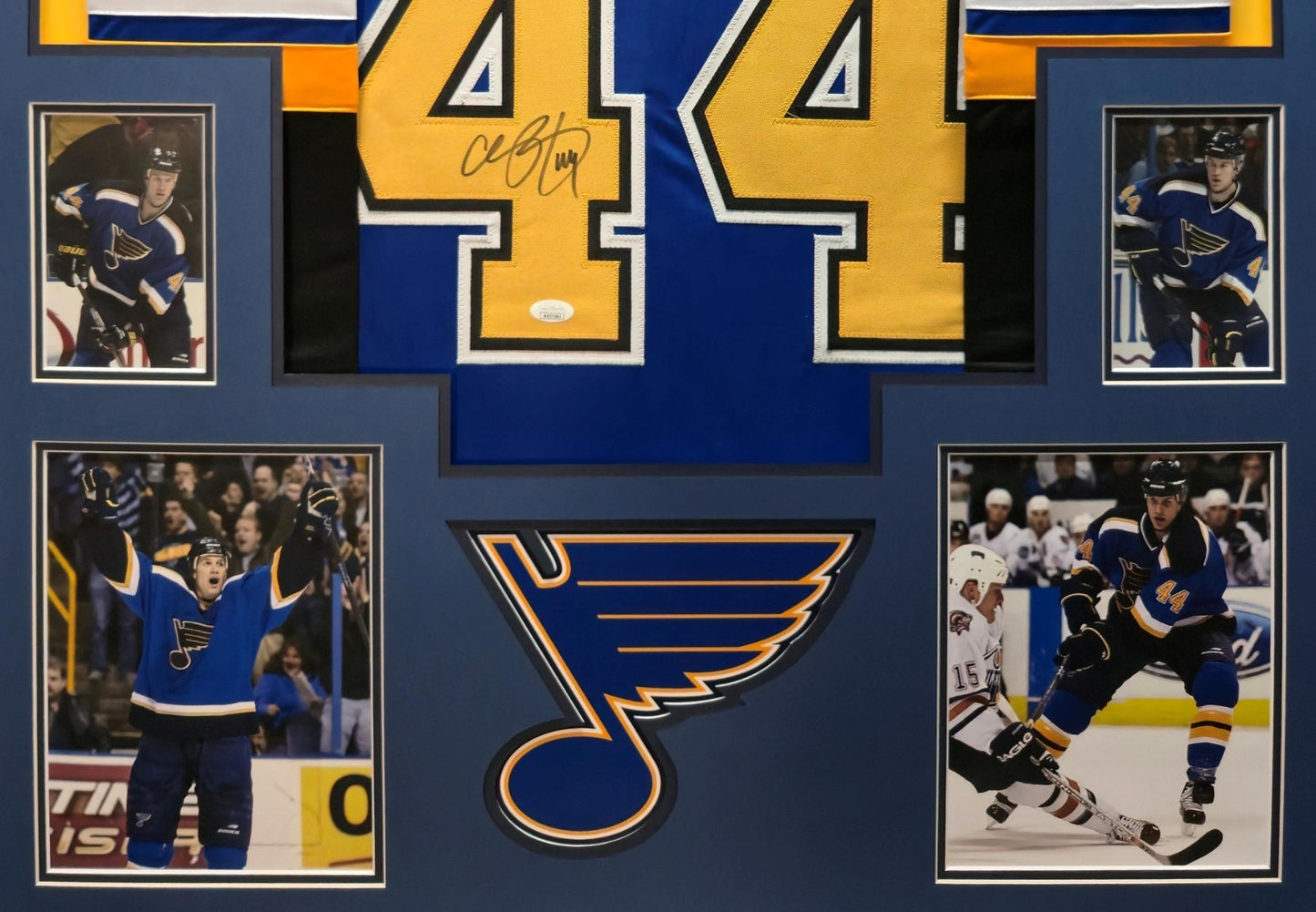 Framed St Louis Blues Chris Pronger Autographed Signed Jersey Jsa Coa