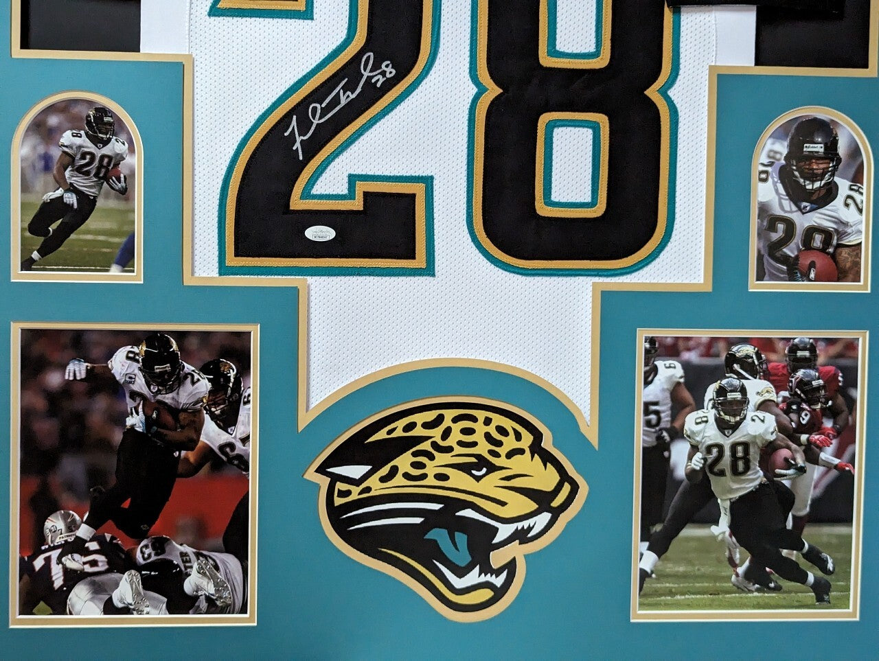 Framed Jacksonville Jaguars Fred Taylor Autographed Signed Jersey Jsa Coa