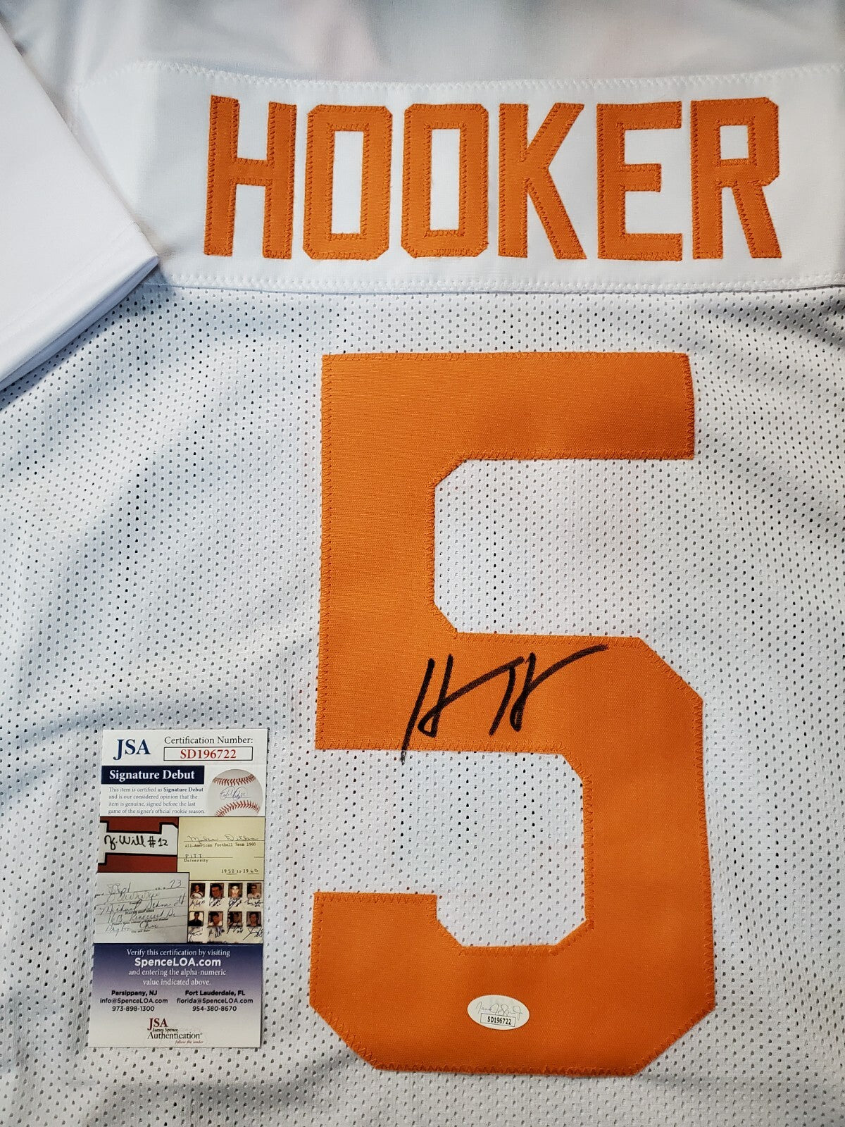 Tennessee Volunteers Hendon Hooker Autographed Signed White Jersey Jsa Coa