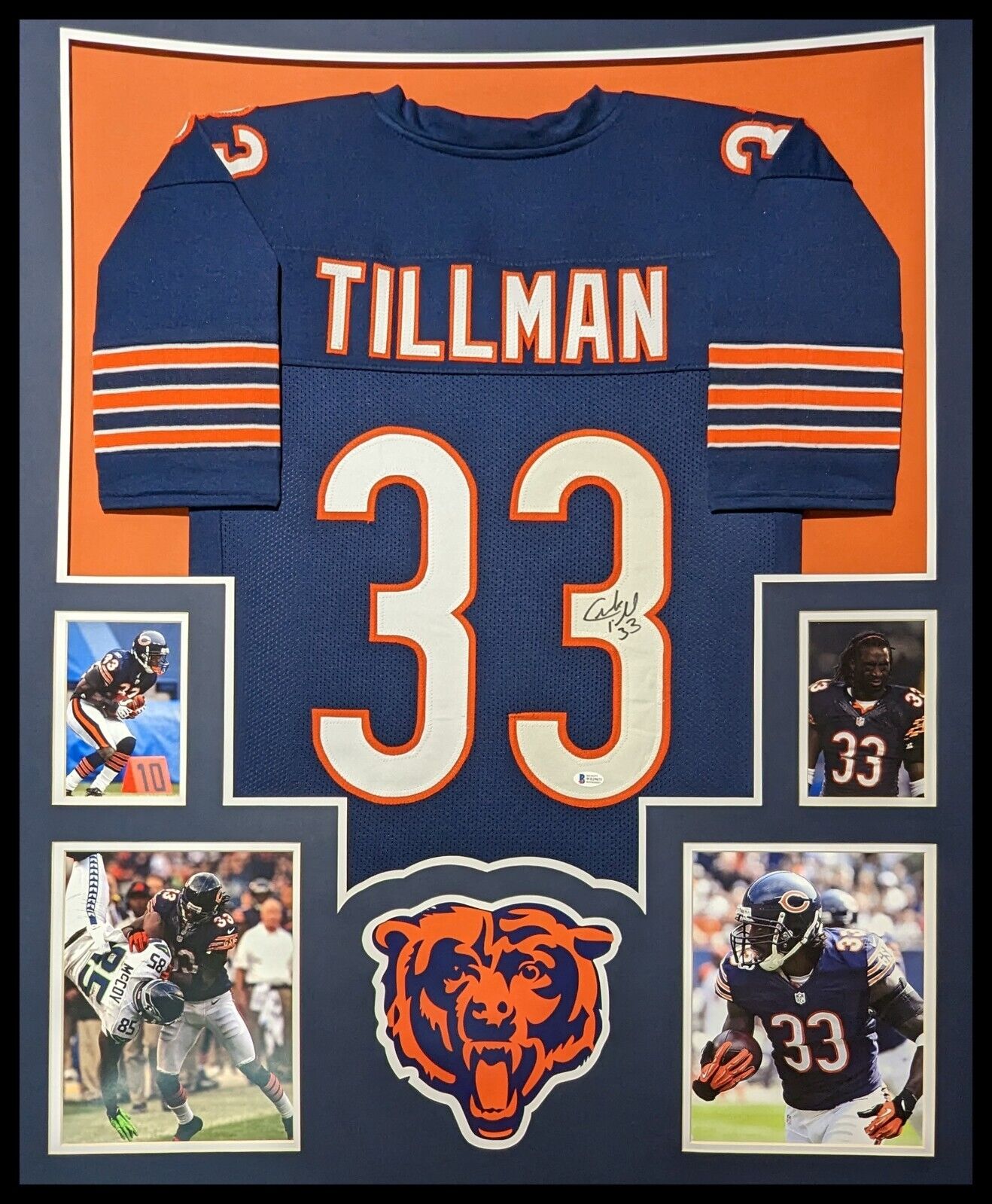 MVP Authentics Framed Chicago Bears Charles Peanut Tillman Signed Jersey Beckett Coa 450 sports jersey framing , jersey framing
