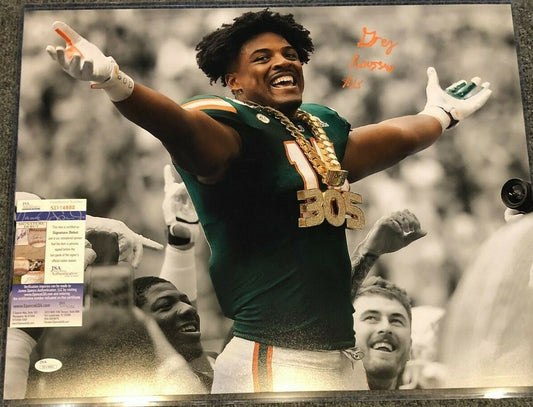 Miami Hurricanes Greg Rousseau Autographed Signed 16X20 Photo Jsa  Coa