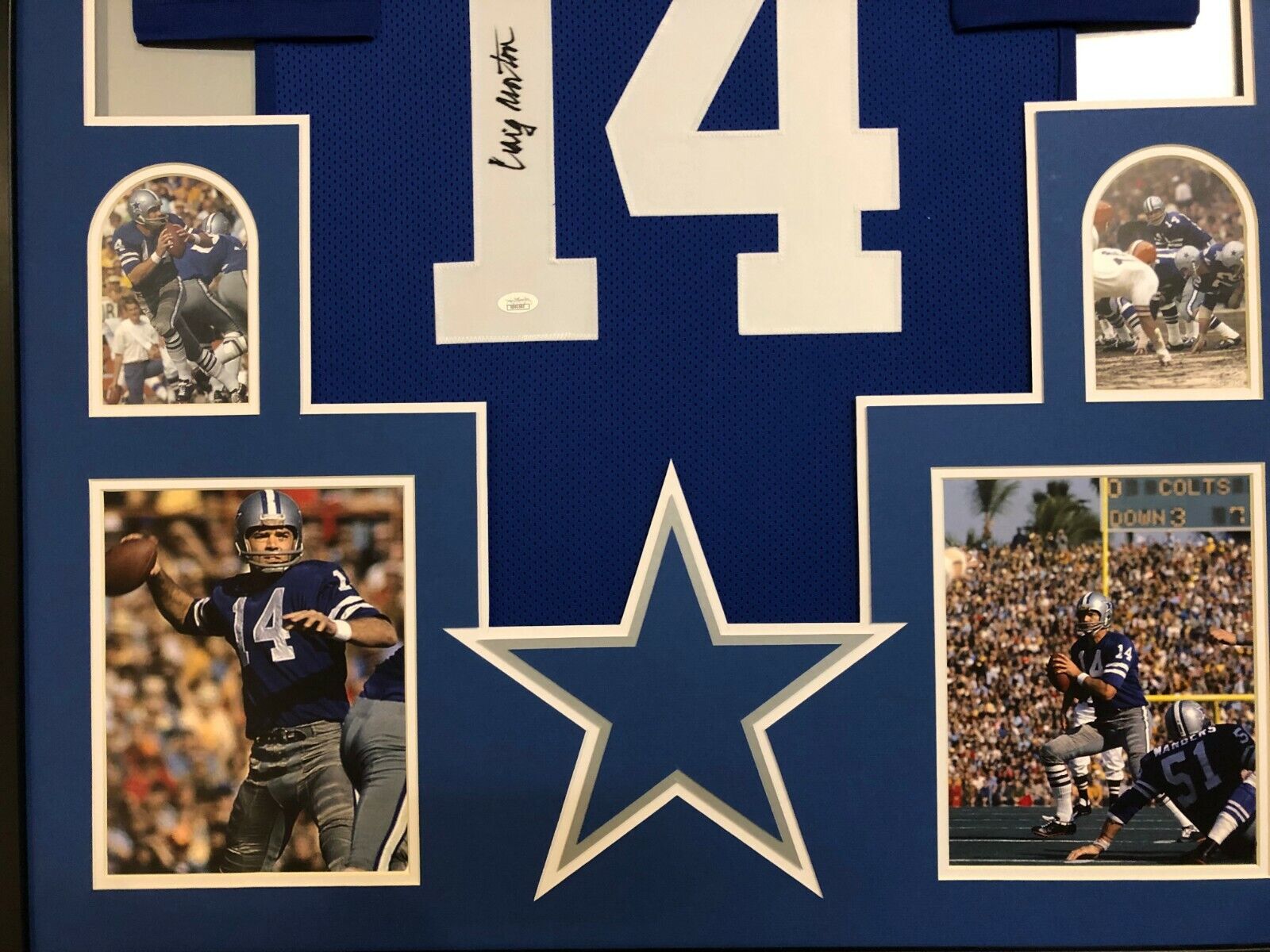 MVP Authentics Framed Dallas Cowboys Craig Morton Autographed Signed Jersey Jsa Coa 449.10 sports jersey framing , jersey framing