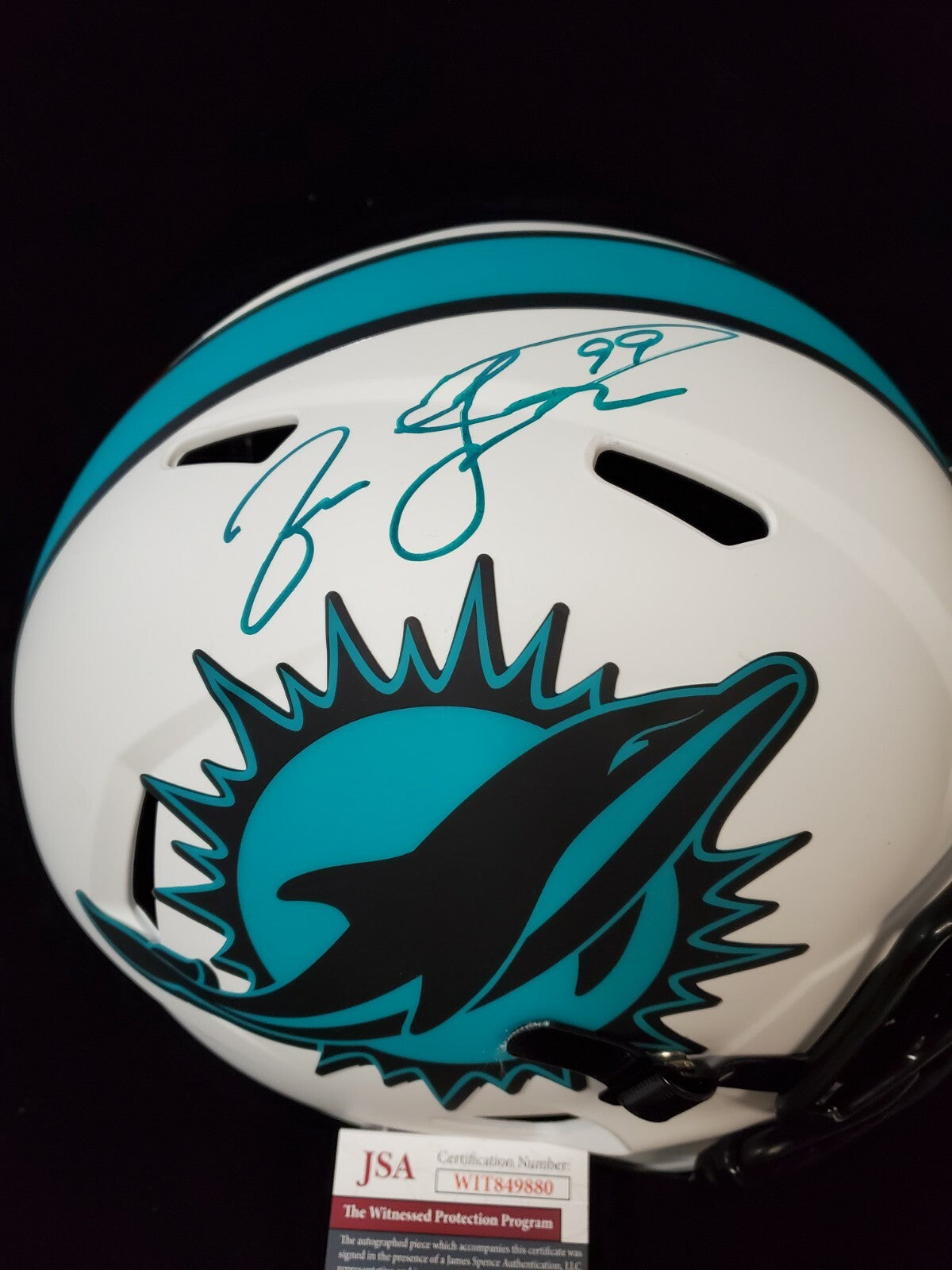 Jason Taylor Signed Miami Dolphins Full Size Lunar Replica Helmet Jsa Coa