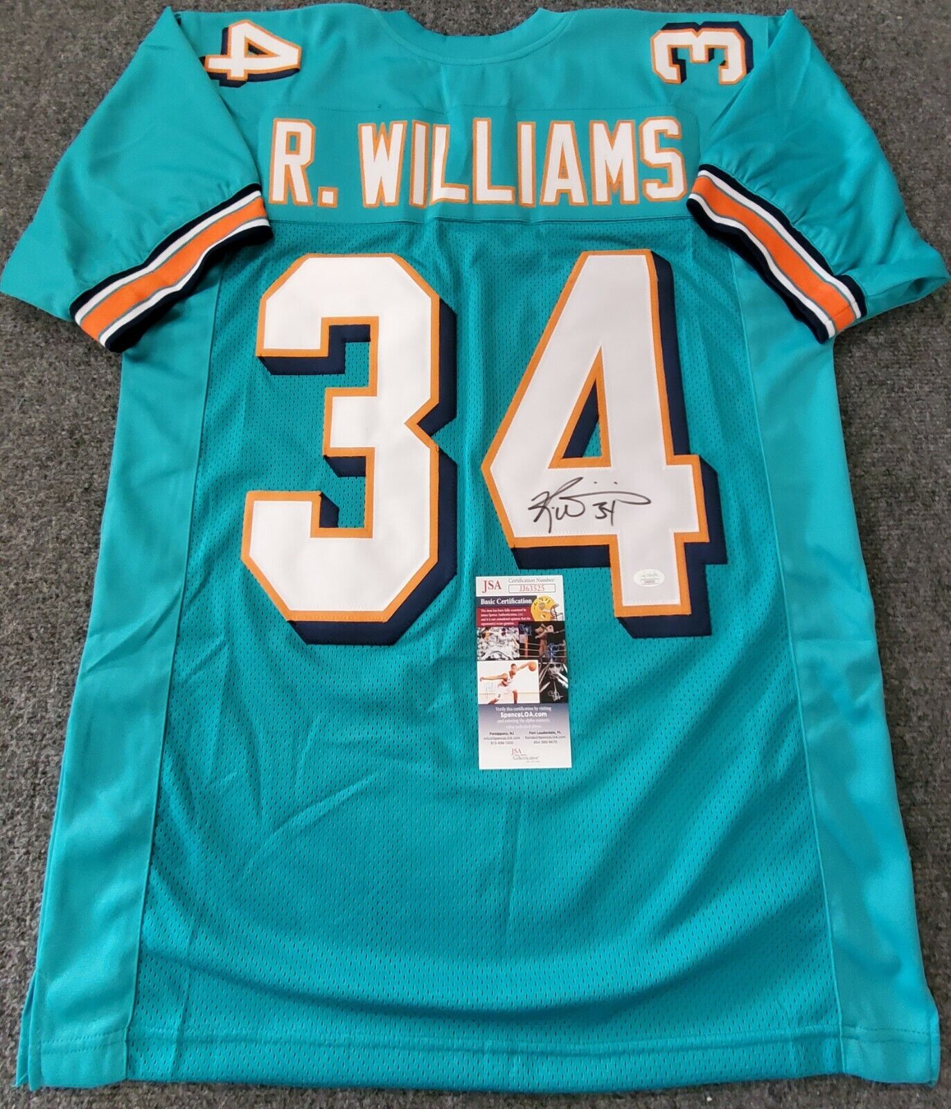 MVP Authentics Miami Dolphins Ricky Williams Autographed Signed Jersey Jsa  Coa 107.10 sports jersey framing , jersey framing