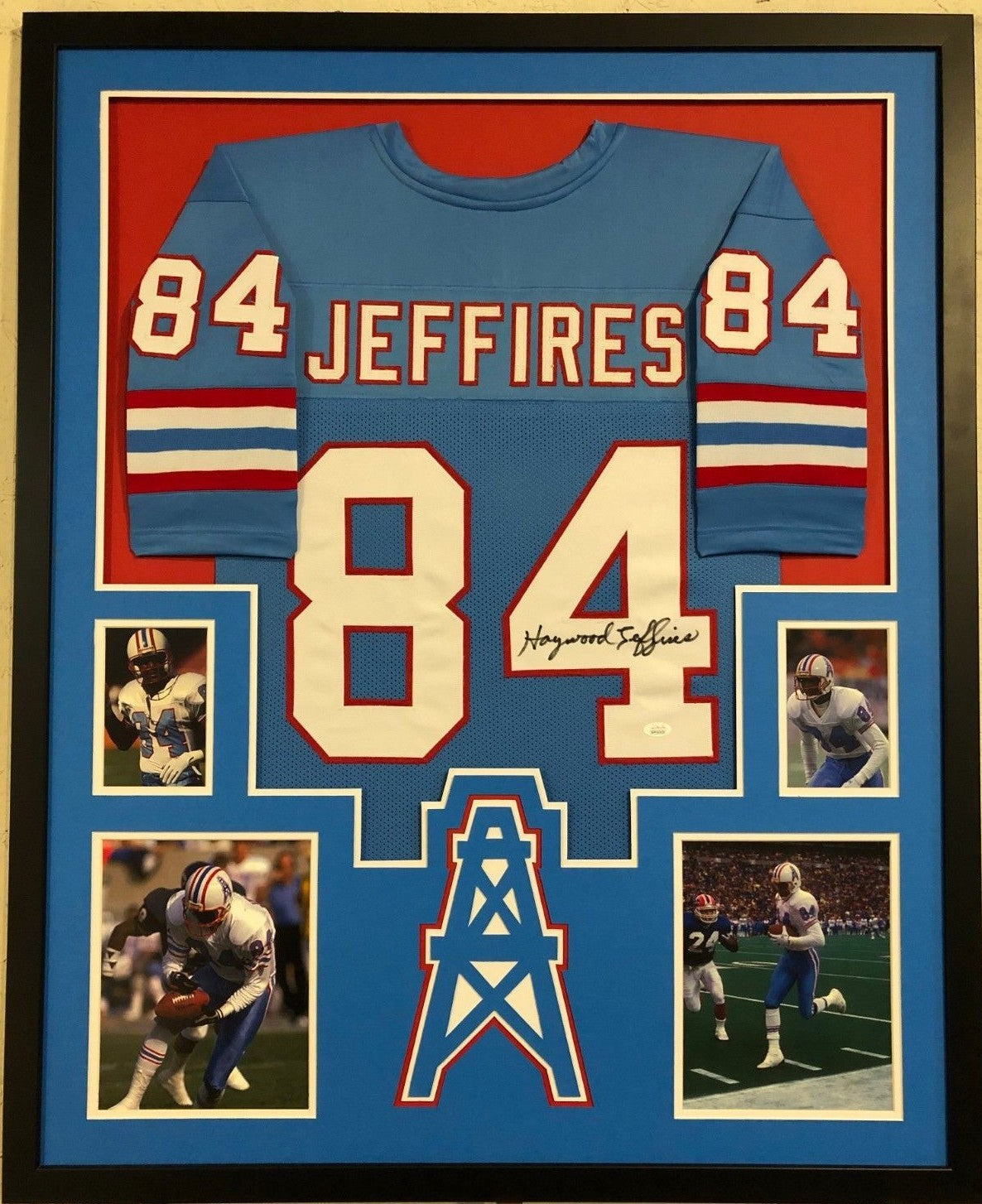 Framed Houston Oilers Haywood Jeffires Autographed Signed Jersey Jsa Coa