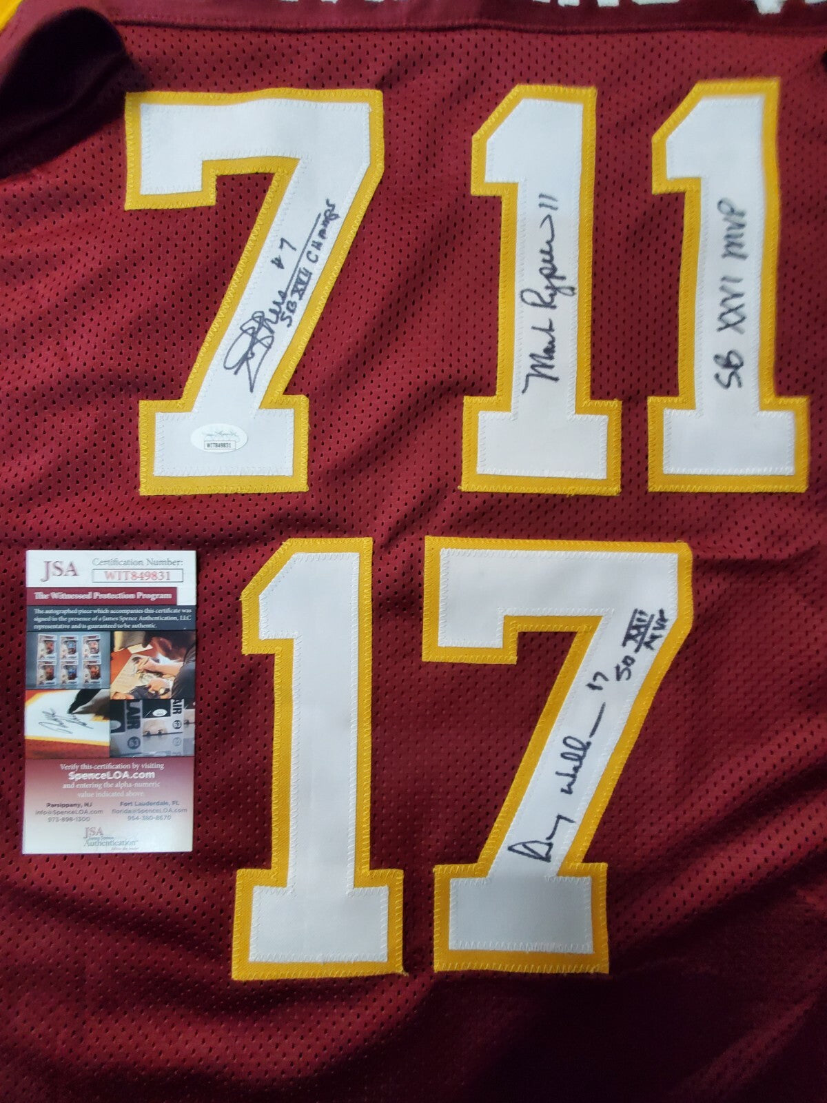 Wft Super Bowl Winning Qb's Autographed Signed Inscribed Custom Jersey Jsa Coa