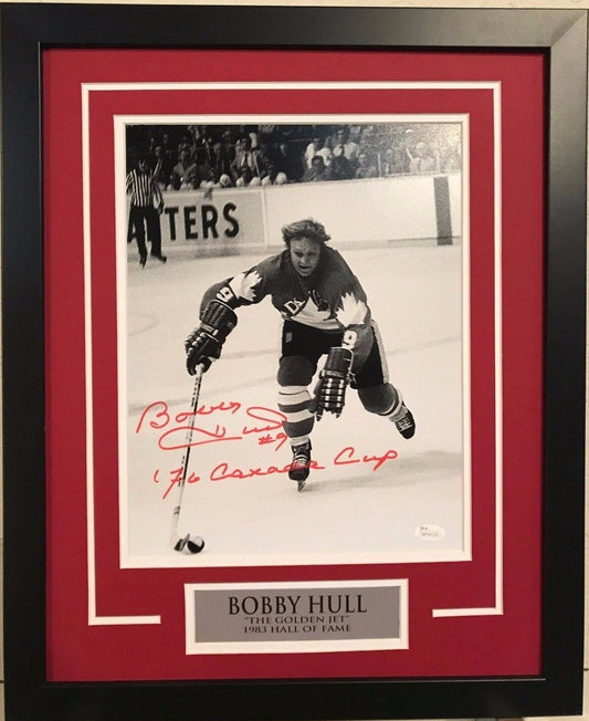 MVP Authentics Framed Signed Inscribed Bobby Hull Canada 11X14 Photo Jsa Coa 270 sports jersey framing , jersey framing