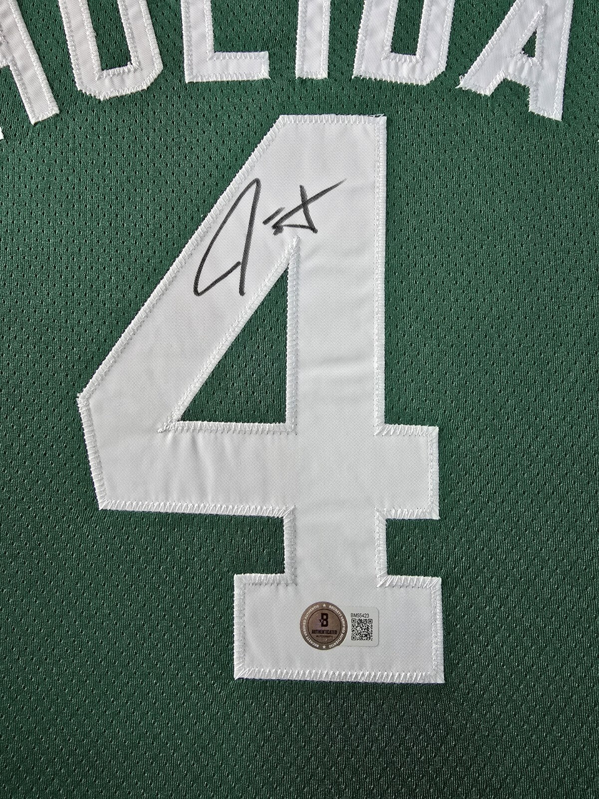 Custom Framed Boston Celtics Jrue Holiday Autographed Jersey Beckett Hologram