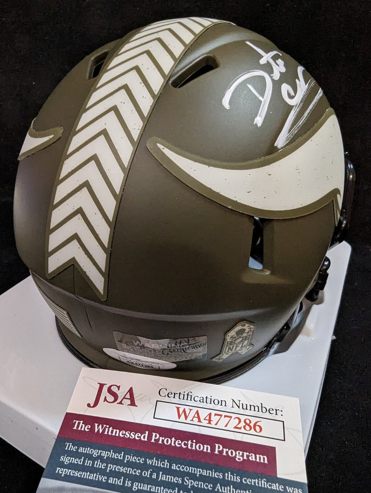 Minnesota Vikings Daunte Culpepper Autographed Signed Salute Mini Helmet Jsa Coa