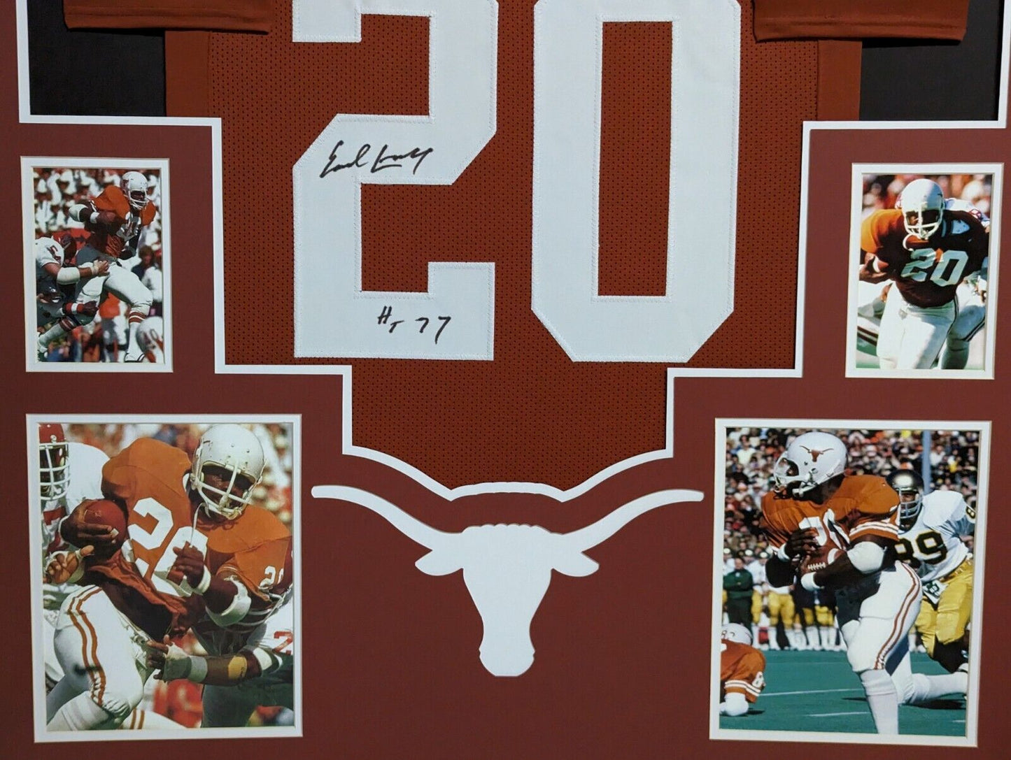MVP Authentics Framed Texas Longhorns Earl Campbell Autograph Inscribed Signed Jersey Psa Coa 495 sports jersey framing , jersey framing